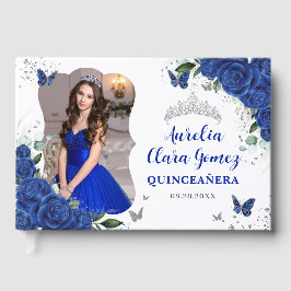 Livro De Visitas Royal Blue Floral Silver QUINCEAÑERA 15 Photograph