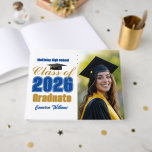 Livro De Visitas Royal Blue Gold Class of 2026 Graduation Photo<br><div class="desc">Customize your own royal blue and gold high school Class of 2026 graduate photo guest book for a graduation party. Cool varsity letters for the year on a great custom commemorative gift for seniors. Classic keepsake with your student photograph.</div>