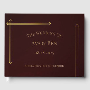Livro De Visitas Royal Wedding Burgundy Dourado