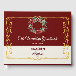 Livro De Visitas Rua com Guestbook de Casamento de Quadro Dourado