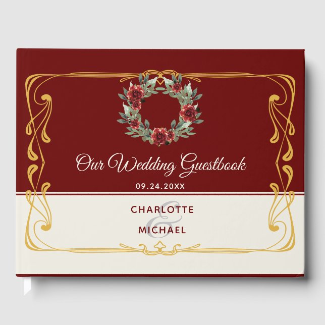 Livro De Visitas Rua com Guestbook de Casamento de Quadro Dourado (Frente)