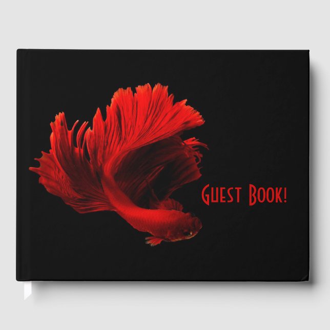 Livro De Visitas Ruby Red Siamese Lutando Texto Personalizado (Frente)