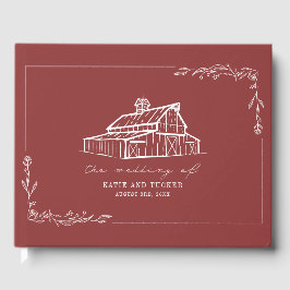 Livro De Visitas Rustic Barn Muted Red Fazenda Weding Guest Book