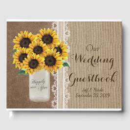 Livro De Visitas Rustic Barn Weds Burlap Mason Jar Sunflower