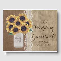 Rustic Barn Weds Burlap Mason Jar Sunflower