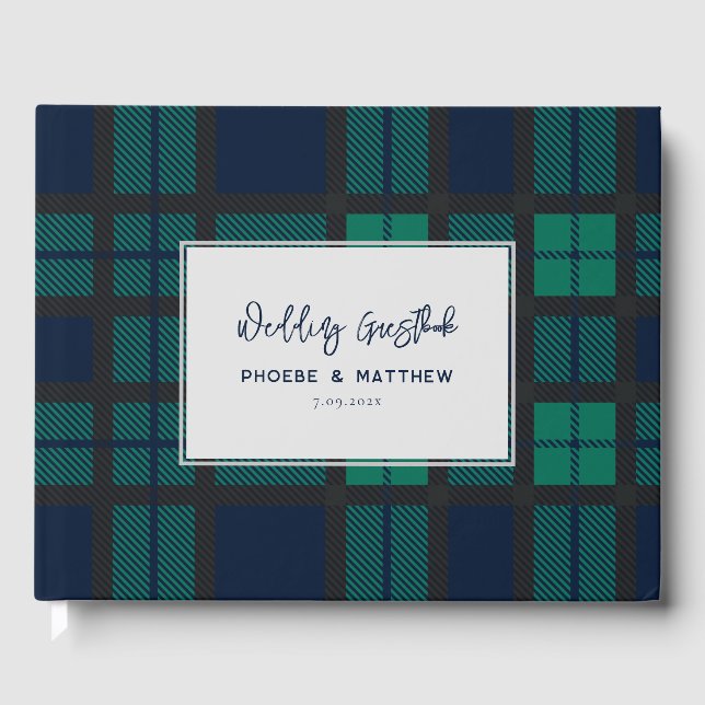 Livro De Visitas Rustic Blackwatch Script Wedding Tartan (Frente)