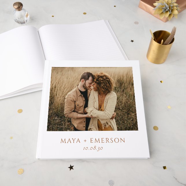 Livro De Visitas Rustic Boho Photo wedding  (Frente aberta)