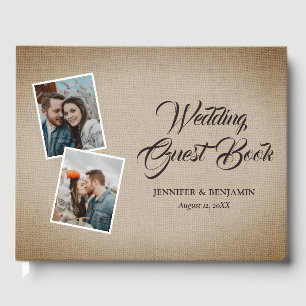 Livro De Visitas Rustic Country Burlap Foto Guest Book