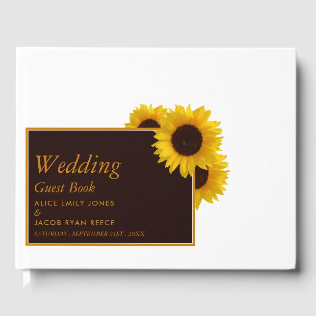 Livro De Visitas Rustic Country Sunflower - Casamento Floral (Frente)