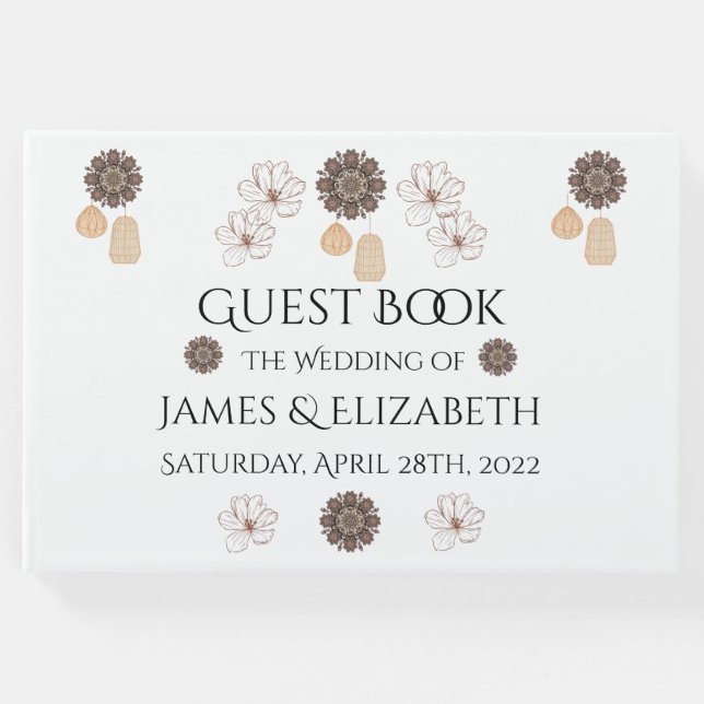 Livro De Visitas Rustic Floral Boho Wedding (Frente)