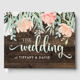 Livro De Visitas Rustic Floral Romance | Madeira e Watercolor