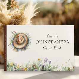 Livro De Visitas Rustic Floral Wildflower Cowgirl Hat Quinceanera
