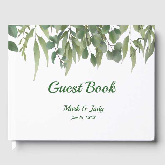 Livro De Visitas Rustic Green Deixa Foliage Casamento Greenery (Frente)