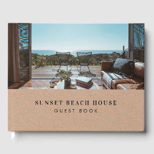Livro De Visitas Rustic Kraft Earthy Villa Rental Vacation House