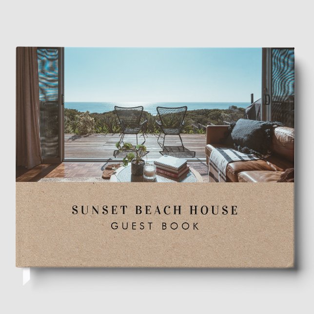 Livro De Visitas Rustic Kraft Earthy Villa Rental Vacation House (Frente)