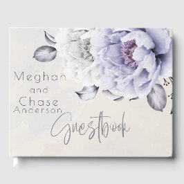 Livro De Visitas Rustic Lilac e Alabastro Peony Floral