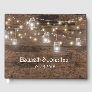 Livro De Visitas Rustic Mason Jar Lights Modern