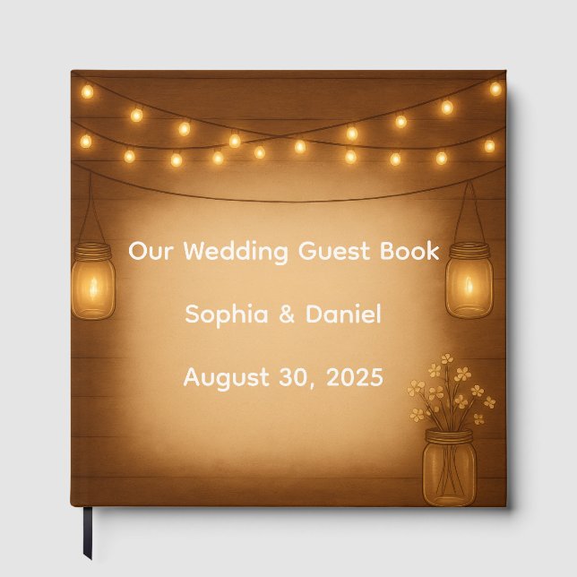Livro De Visitas Rustic Mason Jar Weding Guest Book (Frente)