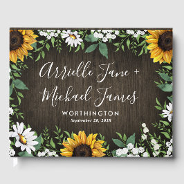Livro De Visitas Rustic Sunflower Country Daisy Wedy Book