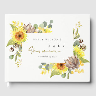 LIVRO DE VISITAS RUSTIC SUNFLOWER EUCALYPTUS FLORAL BABY SHOWER