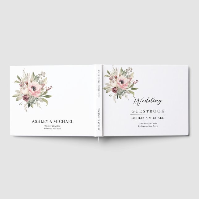Livro De Visitas rustic watercolor floral bouquet (Completo)