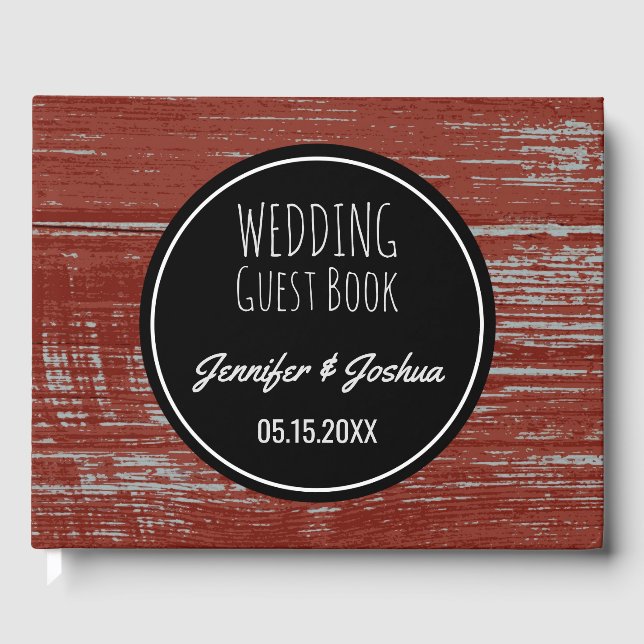 Livro De Visitas Rustic Wedding | Red Barn Wood (Frente)