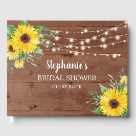 Livro De Visitas Rústico girassol Luzes de madeira Chá de panela