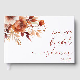 Livro De Visitas Rusty Burgundy Chá de panela Floral Brown