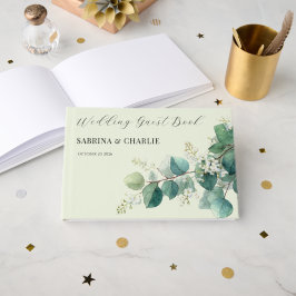 Livro De Visitas Sage Green Eucalyptus Elegant Boho Wedding