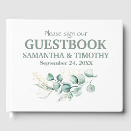 Livro De Visitas Sage Green Eucalyptus Rustic Greenerice Casamento