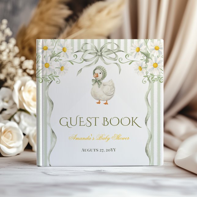 Livro De Visitas Sage Green Gender Neutral Silly Goose Baby Shower (Criador carregado)