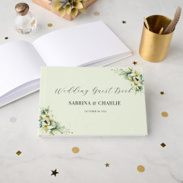 Livro De Visitas Sage Green Lily Valley Elegant Floral