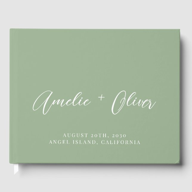Livro De Visitas Sage Green Wedding Guest Book (Frente)