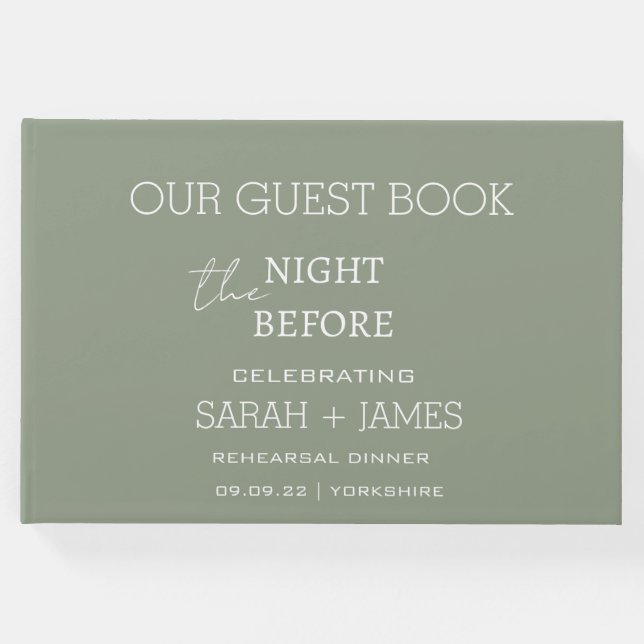 Livro De Visitas Sage Verde na Véspera do Jantar de Rehearsal (Frente)