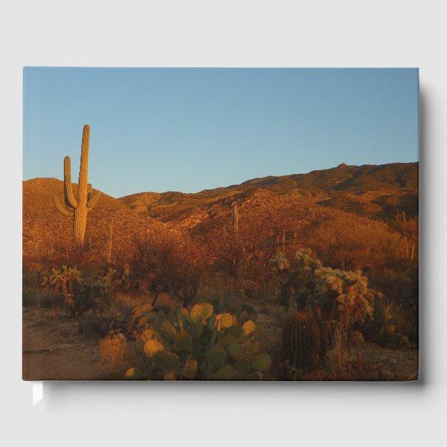 Livro De Visitas Saguaro Sunset I Arizona Desert Landscape (Frente)