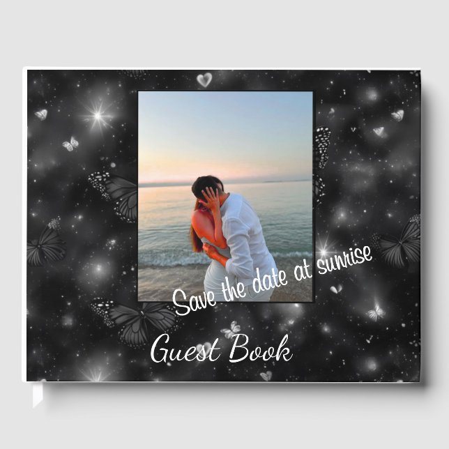 Livro De Visitas Salve o nascer do sol da data - Butterflie brilhan (Frente)