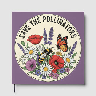 Livro De Visitas Salve o Polinizador com abelha, borboleta & flores