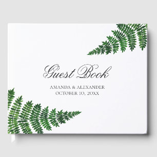 Livro De Visitas Samambaia verde da aguarela. Casamento da
