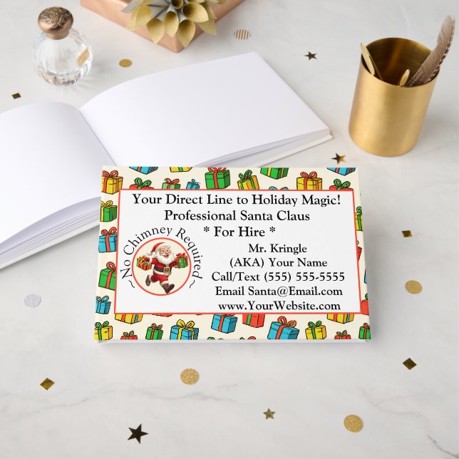 Livro De Visitas  Santa Claus Business Card Holiday Magic (Frente aberta)