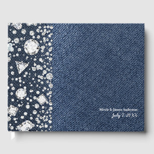 Livro De Visitas Sarja de Nimes azul de Jean & casamento de