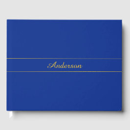 Livro De Visitas Script Dourado Elegante no fundo azul Marinho