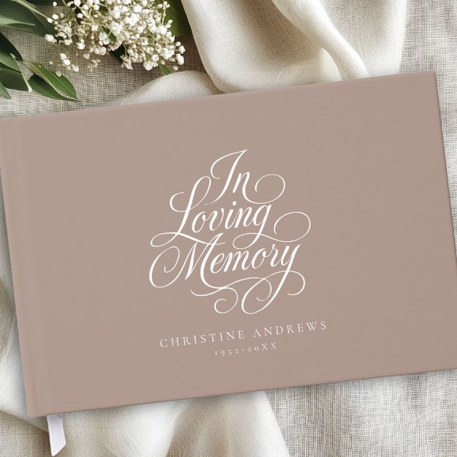 Livro De Visitas Script Font Keepsaame Funeral "In Loving Memory" ("In Loving Memory" Script Font Keepsake Funeral Guest Book)