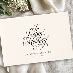 Livro De Visitas Script Font Keepsaame Funeral "In Loving Memory"