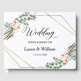 Livro De Visitas Script Greenery Glitter Frame Weding Guest Book
