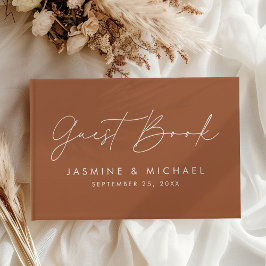 Livro De Visitas Script Moderno Terracota Foto Casamento