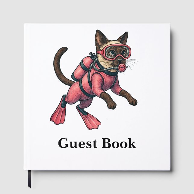 Livro De Visitas Scuba Cat Diving for Pink Lovers (Frente)