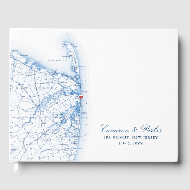 Livro De Visitas Sea Bright New Jersey Mapa Casamento Legante (Frente)