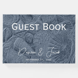 Livro De Visitas Sea Shell Dark Dusty Blue Modern Beach