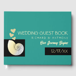 Livro De Visitas Seashell and Hearts, Beach Wedding