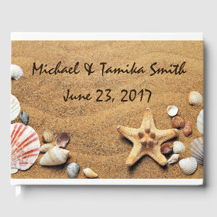 Livro De Visitas Seashells personalizados no casamento de praia